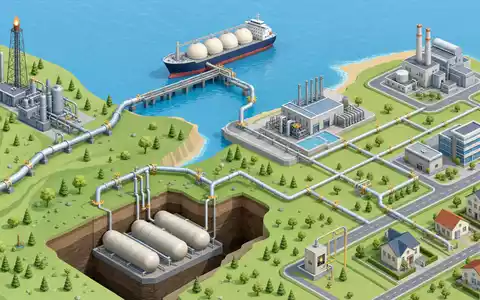 Snam S.p.A. (IT0003153415) veranschaulicht ihre Wertschöpfungskette durch ein isometrisches 3D-Diagramm der Gasinfrastruktur - Foto: THN