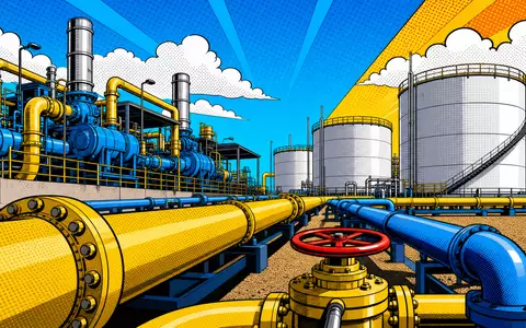 Snam S.p.A. (IT0003153415) erscheint als farbenfrohe Pop-Art-Comic-Szene mit stilisierten Gaspipelines und Industrieanlagen - Foto: THN