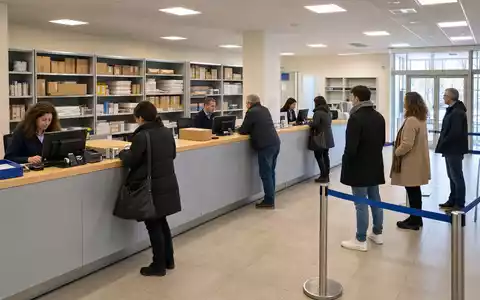 Poste Italiane S.p.A. (IT0003796171) zeigt hier ein modernes Postbüro mit wartenden Kunden am Schalter - Foto: THN