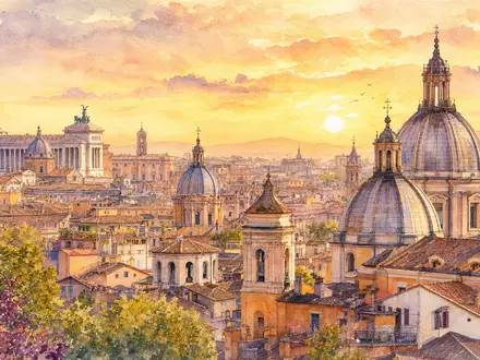 Poste Italiane S.p.A. (IT0003796171) hat ihren Hauptsitz in Rom, hier als stimmungsvolles Aquarellbild dargestellt - Foto: THN