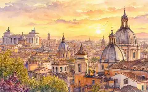 Poste Italiane S.p.A. (IT0003796171) hat ihren Hauptsitz in Rom, hier als stimmungsvolles Aquarellbild dargestellt - Foto: THN