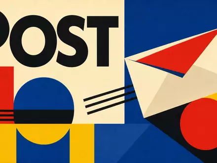 Poste Italiane S.p.A. (IT0003796171) inspiriert dieses geometrische Bauhaus-Poster mit Brief- und Postmotiven - Foto: THN