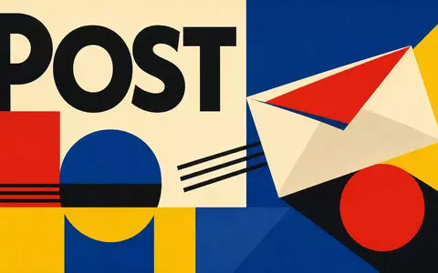 Poste Italiane S.p.A. (IT0003796171) inspiriert dieses geometrische Bauhaus-Poster mit Brief- und Postmotiven - Foto: THN