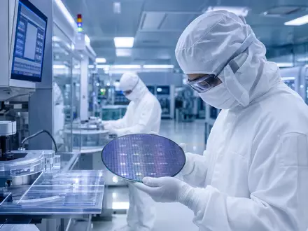 ams-OSRAM AG (ISIN AT0000A18XM4) betreibt moderne Halbleiter-Reinraumfertigung mit präzisen optischen Sensorwafern und hochtechnisierten Anlagen - Foto: THN
