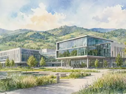 ams-OSRAM AG (ISIN AT0000A18XM4) inspiriert diese Aquarelldarstellung eines Technologiestandorts nahe Graz, Österreich - Foto: THN