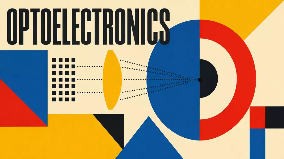 Bauhaus-Poster mit geometrischen Formen und Schriftzug Optoelectronics