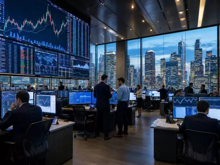ams-OSRAM AG (ISIN AT0000A18XM4) wird börslich mit diesem Editorial-Bild eines Trading-Floors mit Technologie-Charts symbolisiert - Foto: THN