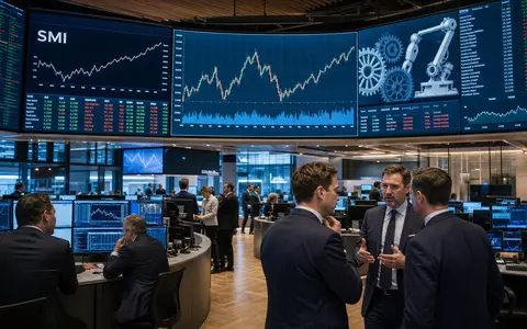 Börsen-Editorial zeigt Handelsraum mit SMI-Index-Charts passend zu SFS Group AG, Aktie ISIN CH0239229302, im Industriesektor - Foto: THN