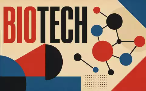 Bachem Holding AG (CH0012530207) symbolisiert den Biotech-Sektor in diesem geometrischen Bauhaus-Poster mit Molekülformen - Foto: THN