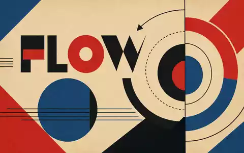 Sulzer AG (CH0038388911) wird im Bauhaus-Poster-Stil mit geometrischen Formen und dem Sektor-Text FLOW dargestellt - Foto: THN