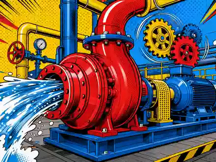 Sulzer AG (CH0038388911) wird im Pop-Art-Comic-Stil als farbenfrohe stilisierte Fabrikszene mit riesiger Pumpe dargestellt - Foto: THN
