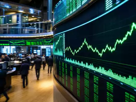 NextEra Energy Inc. (US65339F1012): editorielles Börsenfoto mit grünen Kurscharts und Händlern im Hintergrund - Foto: THN