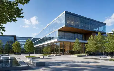 News Corp (Class A) US65249B1098: Architektur-Rendering eines generischen Medienkonzern-Hauptsitzes aus Glas und Stahl - Foto: THN