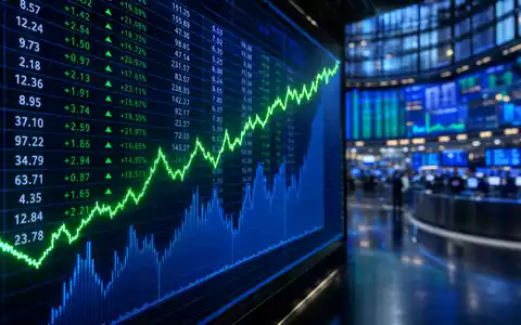 News Corp (Class A) US65249B1098: Börsen-Editorialbild mit generischer NASDAQ-Kurstafel und steigender Trendlinie - Foto: THN