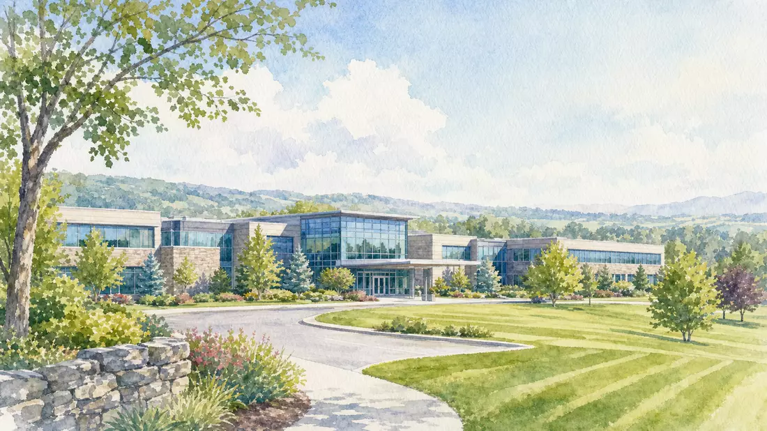 Aquarell eines Firmencampus, Sinnbild West Pharmaceutical, US9523901012