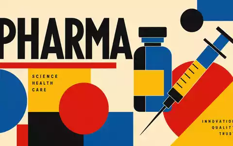 Geometrisches Bauhaus-Poster mit Sektor-Kürzel PHARMA steht sinnbildlich für die Branche von West Pharmaceutical, ISIN US9523901012 - Foto: THN