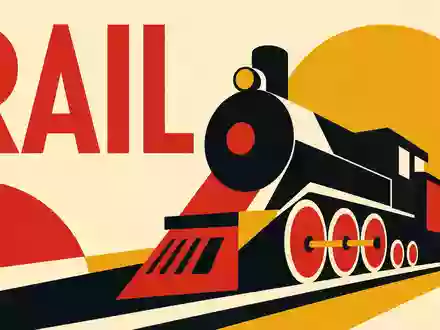 Bauhaus-Poster mit geometrischen Formen und dem Sektor-Kürzel RAIL bezieht sich auf Wabtec, ISIN US9297401088 - Foto: THN