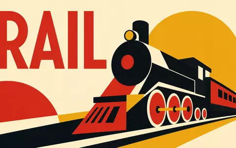 Bauhaus-Poster mit geometrischen Formen und dem Sektor-Kürzel RAIL bezieht sich auf Wabtec, ISIN US9297401088 - Foto: THN