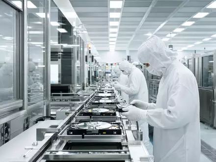 Western Digital (ISIN US9581021055) fertigt Festplatten in einem sterilen Reinraum für Rechenzentren weltweit heute - Foto: THN