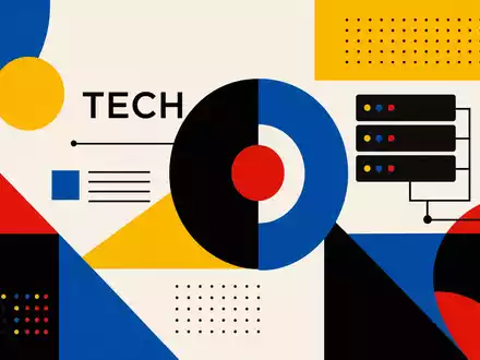 Bauhaus-Poster mit geometrischen Formen symbolisiert Datenspeicher-Sektor von Western Digital, ISIN US9581021055, in klaren Farben - Foto: THN