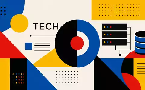 Bauhaus-Poster mit geometrischen Formen symbolisiert Datenspeicher-Sektor von Western Digital, ISIN US9581021055, in klaren Farben - Foto: THN
