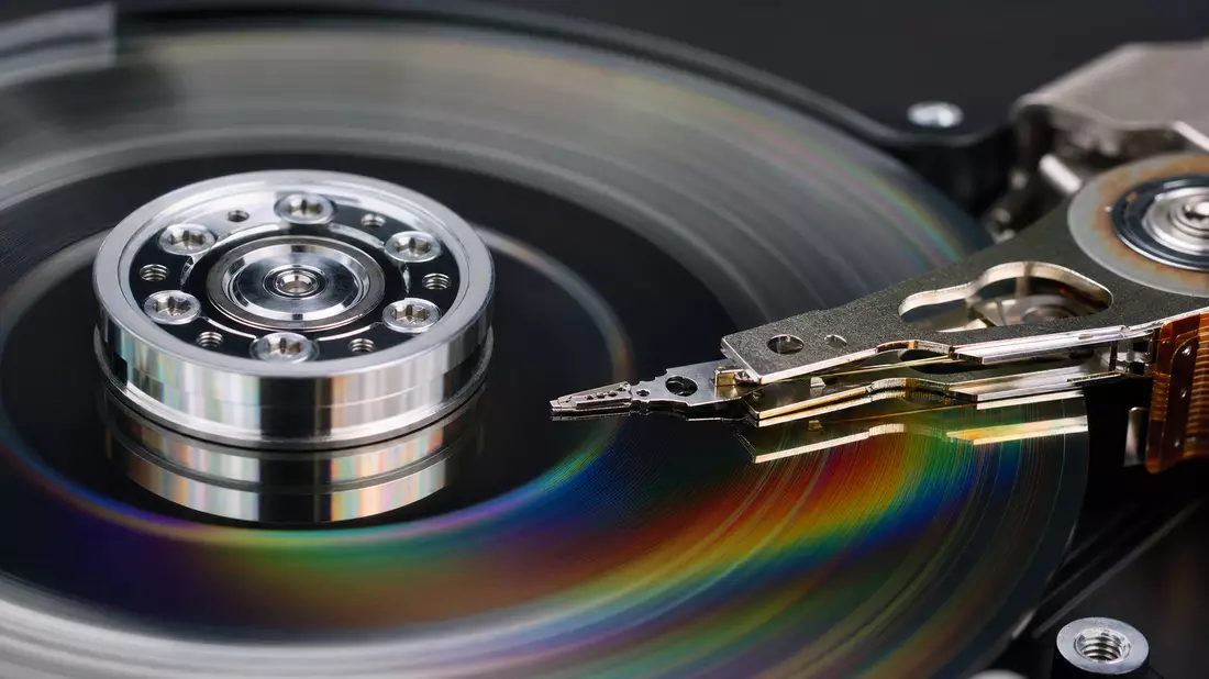 Makroaufnahme einer Festplattenscheibe, Motiv Western Digital, US9581021055