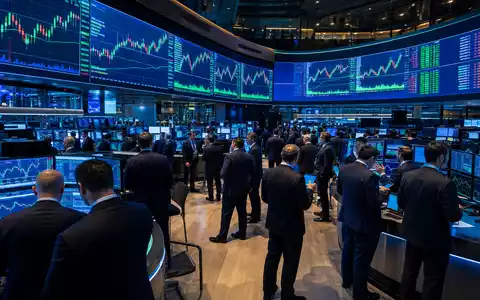 Börsen-Editorial zeigt Trading-Floor mit Technologie-Charts, passend zu Western Digital, ISIN US9581021055, an der Nasdaq-Börse - Foto: THN