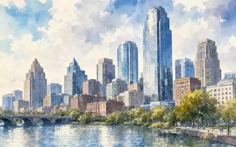 Aquarellmalerei einer Finanzmetropole symbolisiert den Bankstandort von Wells Fargo & Co., ISIN US9497461015 - Foto: THN