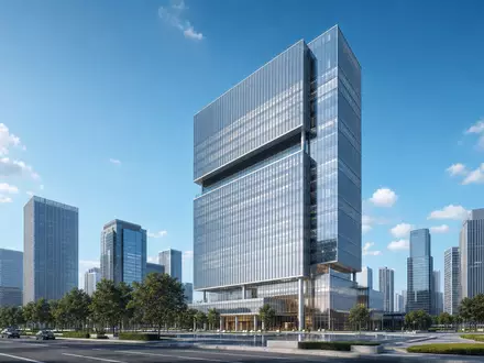 Architektur-Render eines modernen Bürohochhauses symbolisiert die Firmenzentrale von Wells Fargo & Co., US9497461015 - Foto: THN
