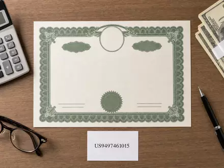 Flatlay mit Aktienzertifikat und ISIN-Karte veranschaulicht die Kapitalanlage in Wells Fargo & Co., US9497461015 - Foto: THN