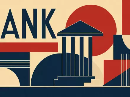 Bauhaus-Poster mit geometrischen Formen symbolisiert die Bankbranche von Wells Fargo & Co., ISIN US9497461015 - Foto: THN