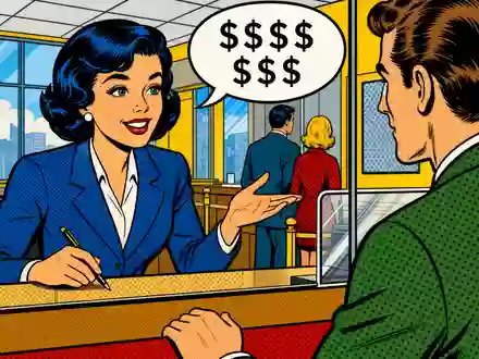 Pop-Art-Comic zeigt freundliche Bankberatung als Symbol für den Kundenservice von Wells Fargo & Co., US9497461015 - Foto: THN