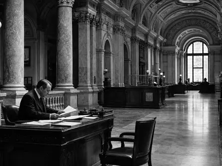 BNP Paribas S.A. FR0000131104 – Schwarzweiß-Reportage im klassischen Pariser Bankgebäude mit Marmorsäulen - Foto: THN