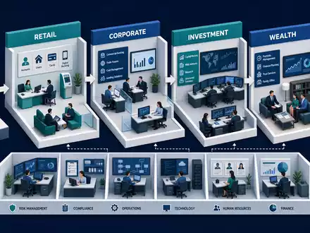 BNP Paribas S.A. FR0000131104 – Isometrisches 3D-Diagramm der Banken-Wertschöpfungskette mit vier Geschäftsbereichen - Foto: THN