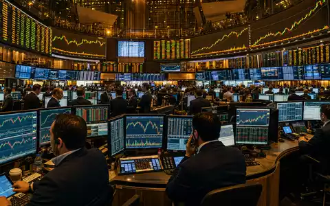 Booking Holdings Inc. Börsensaal mit aktiven Händlern und leuchtenden Kursbildschirmen für Reisesektor US09857L1089 - Foto: THN