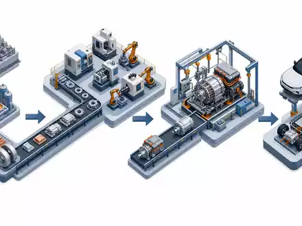 BorgWarner Inc. zeigt isometrische Wertschöpfungskette vom Rohstoff bis zum Elektroantrieb, ISIN US0991991063 - Foto: THN