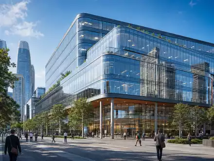 Block Inc. betreibt modernen Glasgebäude-Firmensitz in San Francisco – ISIN US8522341036 Fintech-Konzern - Foto: THN