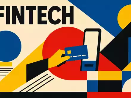 Block Inc. Fintech im Bauhaus-Stil – geometrisches Poster ISIN US8522341036 mit FINTECH-Schriftzug modernistisch - Foto: THN