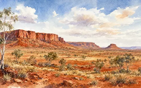 Rio Tinto plc (ISIN GB0007188757) ist in der australischen Pilbara-Region aktiv, hier als Aquarell-Landschaft dargestellt - Foto: THN