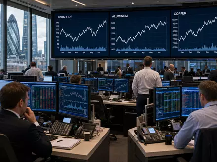 Rio Tinto plc (ISIN GB0007188757) wird an der Londoner Börse gehandelt, dargestellt im geschäftigen Trading-Floor-Editorial - Foto: THN
