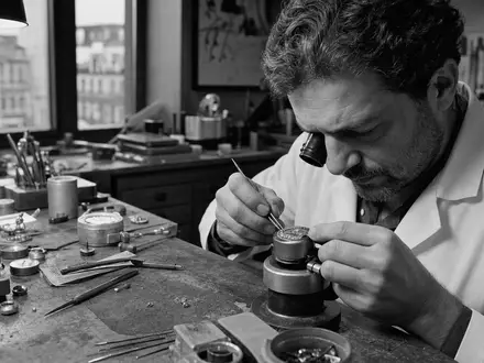 Schwarzweiß-Reportage dokumentiert traditionelles Juwelier-Handwerk bei Cie Financière Richemont, ISIN CH0210483332, in einem Genfer Atelier - Foto: THN