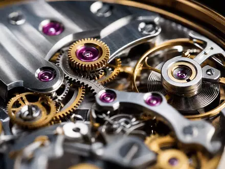 Makroaufnahme eines Uhrwerks illustriert Präzisionshandwerk von Cie Financière Richemont, ISIN CH0210483332, Schweizer Uhrenindustrie - Foto: THN