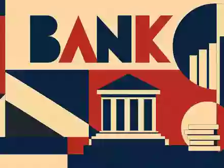 HSBC Holdings plc (ISIN GB0005405286) steht sinnbildlich für die Bankenbranche in diesem geometrischen Poster - Foto: THN