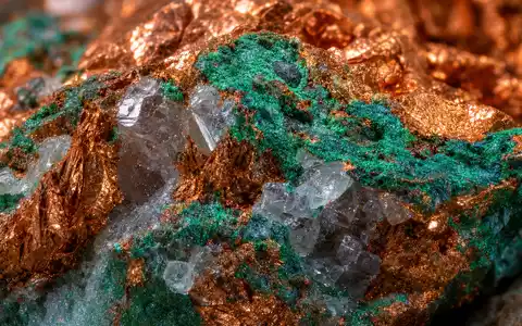 Makroaufnahme von rohem Kupfererz zeigt den Rohstoff im Kerngeschäft von Glencore plc, ISIN JE00B4T3BW64 - Foto: THN