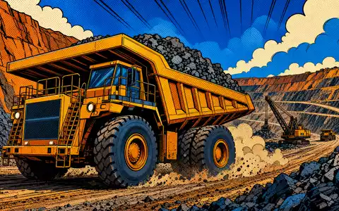 Pop-Art-Comic mit Muldenkipper im Tagebau verbildlicht anschaulich die Bergbauaktivitäten von Glencore plc, JE00B4T3BW64 - Foto: THN