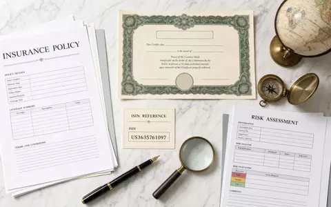 Flatlay mit Aktienzertifikat und ISIN-Karte US3635761097 für Arthur J. Gallagher & Co. Versicherungsbroker - Foto: THN