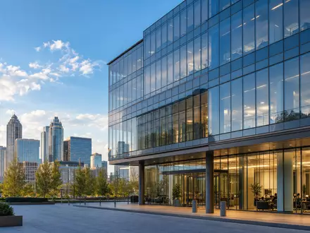 Assurant Inc. Hauptsitz in Atlanta zeigt die moderne Glasfassade des Spezialversicherers US04621X1081 - Foto: THN