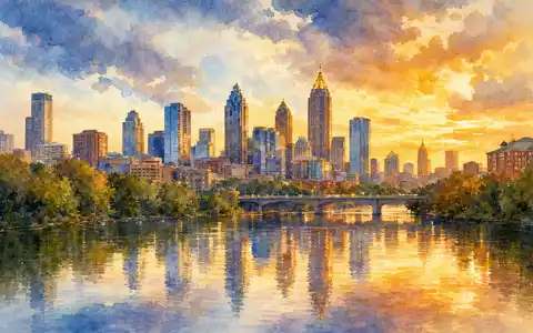 Assurant Inc. Heimatstadt Atlanta in Aquarellmalerei verewigt den bedeutenden Standort des Versicherers US04621X1081 - Foto: THN