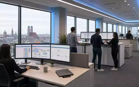 ATOSS Software AG zeigt modernes Münchner Büro mit digitalen Workforce-Management-Dashboards, ISIN DE0005104400 - Foto: THN