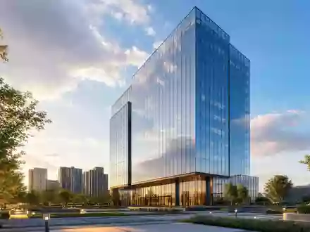 ATOSS Software AG als schlankes modernes Glas-Hochhaus im Architektur-CGI-Render dargestellt, ISIN DE0005104400 - Foto: THN